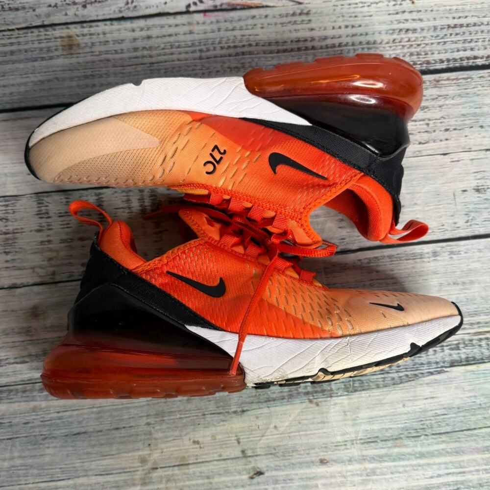 Nike Air Max 270 Orange Black White Running Shoes Men’s 9.5 AH8058-801